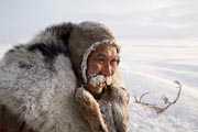Grisha Rahtyn, a Chukchi reindeer herder, iced up at -30 C after working with his reindeer during the winter.Chukotskiy Peninsula, Chukotka, Siberia, Russia