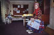 Maria Zakharova, an 82 year old Sami woman, in her apartment in Lovozero. Murmansk, Kola Peninsula, NW Russia