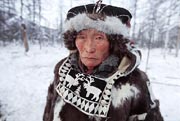 Vitally Elrika, an elderly Even reindeer herder from Northern Evensk. Magadan Region, Eastern Siberia, Russia.